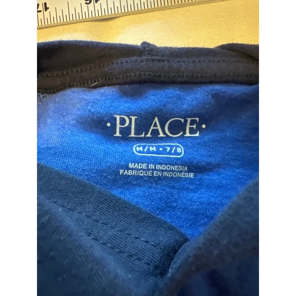 Childrens Place Boys Blue Id Rather Be Gaming Hooded Graphic  T-Shirt Size M 7/8